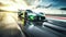 AI Generated Light Green and Black Supercar on the Track A Speedy and Thrilling Cinematic Shot