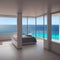 Ai generated a luxurious bedroom with a stunning ocean view balcony