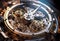 AI generated luxury watch with intricate mechanical inner workings of gears and cogs