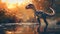 AI-generated majestic dinosaurs in a prehistoric landscape. Raptor. Vivid colors and intricate details bring these