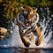 AI generated majestic tiger in pouncing action