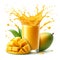 AI generated Mangos juices splash Isolated on background