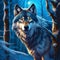 ai generated masterpiece of a wolf art at night