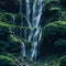 Ai generated a mesmerizing forest waterfall painting