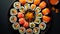 AI Generated. Mix Japanese food salmon Sushi