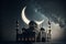 Ai generated mosque and crescent moon