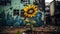 AI Generated Neglected Beauty A Sunflower Mural in Urban Decay