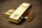 Ai generated ofGold bars Gold ingot, bullion gold, bank vault, stacked image. close up many pure gold bar ingot put on the black