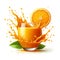 AI generated Orange juices splash Isolated on background