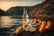 AI generated, Oranges in Tranquil Waters: A Cinematic Environmental Poster