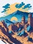 Ai generated a painting depicting a majestic castle nestled amidst mountainous terrain