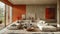 The AI-generated photo shows a modern living room with a large sectional sofa