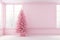 AI generated. Pink Christmas Tree with present gift boxes on pink wall background