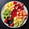 AI generated  plate with a variety of colorful fruits