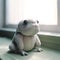 AI generated plush frog made from soft fur on windowsill