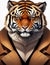 AI-generated Portrait of a Siberian Tiger In A Brown Coat