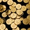 AI generated realistic close up image of glittering gold coins