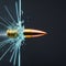 AI generated realistic image of a bullet piercing through a glass sheet