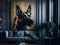 Ai generated a realistic painting of a canine in a cozy living space