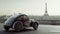 AI-Generated Retrofuturistic French Car with Paris and Eiffel Tower Background