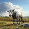 AI-Generated Robo-Cow Standing Tall in the Countryside