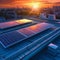 AI generated rooftop solar array illuminated by sun