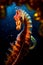 AI generated  seahorse swimming in water