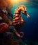 AI generated seahorse swimming in water
