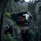 Ai generated a secluded house nestled in the heart of a lush forest