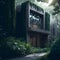 Ai generated a secluded house surrounded by lush greenery in a dense forest