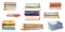 Ai generated set collection of watercolor illustrations of books, reading book, literature, study notebooks and textbooks.