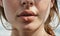 AI generated Sexy lips. Macro of woman\\\'s face part. Beauty pink lip. Beautiful make-up close-up, passionate lips