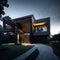 Ai generated sleek modern house with a beautiful walkway leading up to it