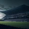Ai generated a soccer stadium under a dramatic cloudy sky
