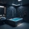 Ai generated a spacious bathroom featuring a luxurious bathtub and modern sink