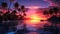 AI generated Spectacular Sunset over a Tropical Beach with Palm Trees