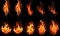 Ai generated texture of fire on a black background, fire flame, burning fire on a dark area, fire background, fire frame, fire fla