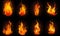 Ai generated texture of fire on a black background, fire flame, burning fire on a dark area, fire background, fire frame, fire fla