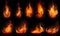 Ai generated texture of fire on a black background, fire flame, burning fire on a dark area, fire background, fire frame, fire fla