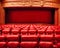 Ai generated theater with red seats and a red curtain