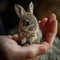 AI-Generated Tiny Bunny in Human Hand - Adorable and Lifelike