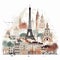 AI generated, vector illustration, vector illustration of Paris, the capital city of France.