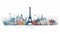 AI generated, vector illustration, vector illustration of Paris, the capital city of France.