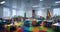 Ai generated a vibrant classroom with colorful flooring and furniture
