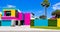 Ai generated a vibrant house with towering palm trees in the backdrop