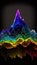 Ai generated vibrant rainbow mountain against a dark black background