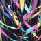 AI generated vividly colorful ribbons randomly arranged on a black background