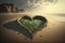 ai generated wallpaper of a green sand heart, generative ai love background