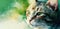 AI-generated watercolor illustration, international cat day banner.