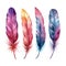 Ai generated watercolor multicolored rich bright feathers, dream catcher, isolated feather for different designs.